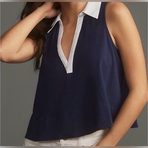 MAEVE Anthropologie Navy Swing Top